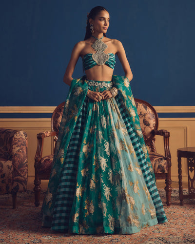 Sana Teal Green Lehenga Set