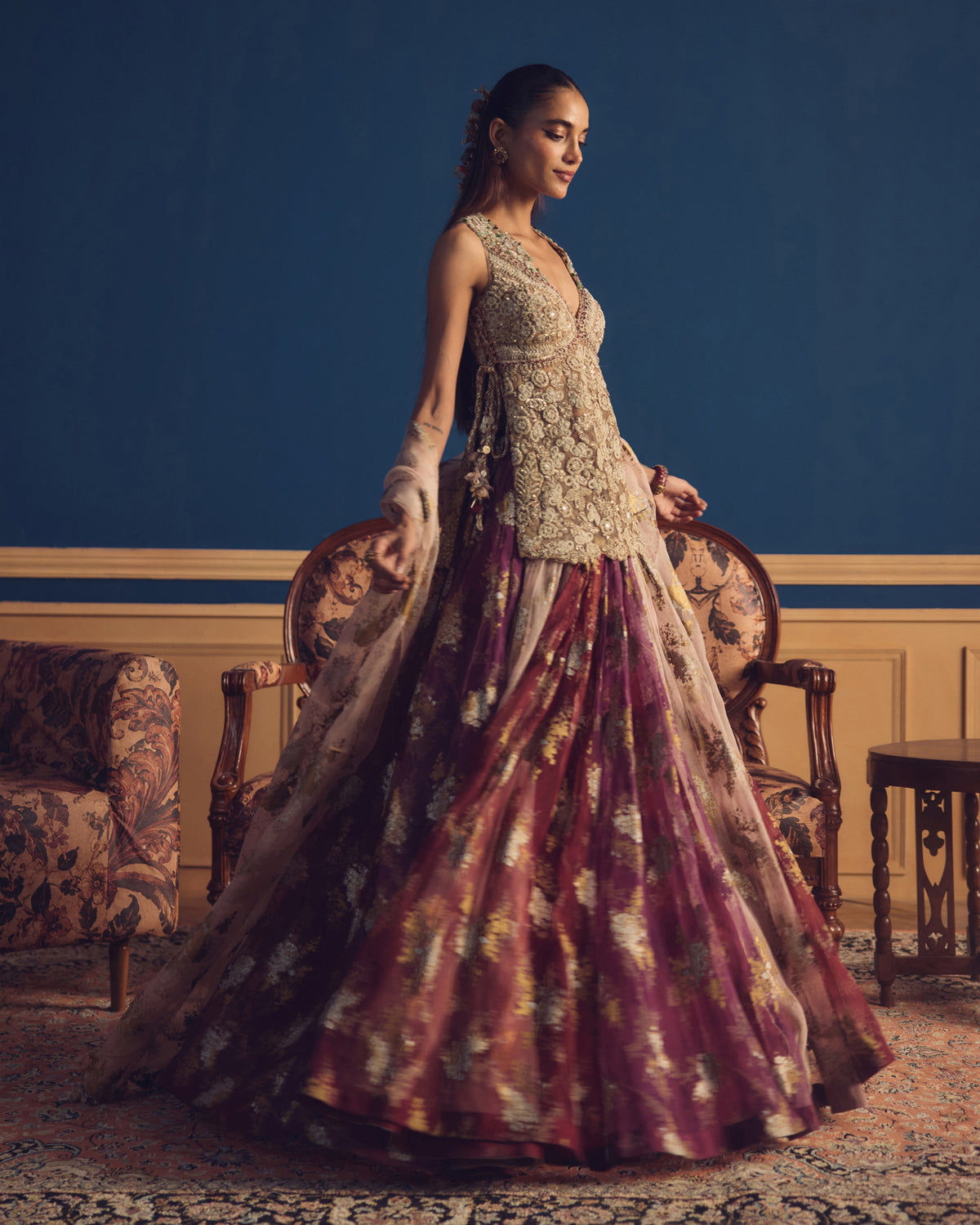 Meher Burgundy Lehenga Set