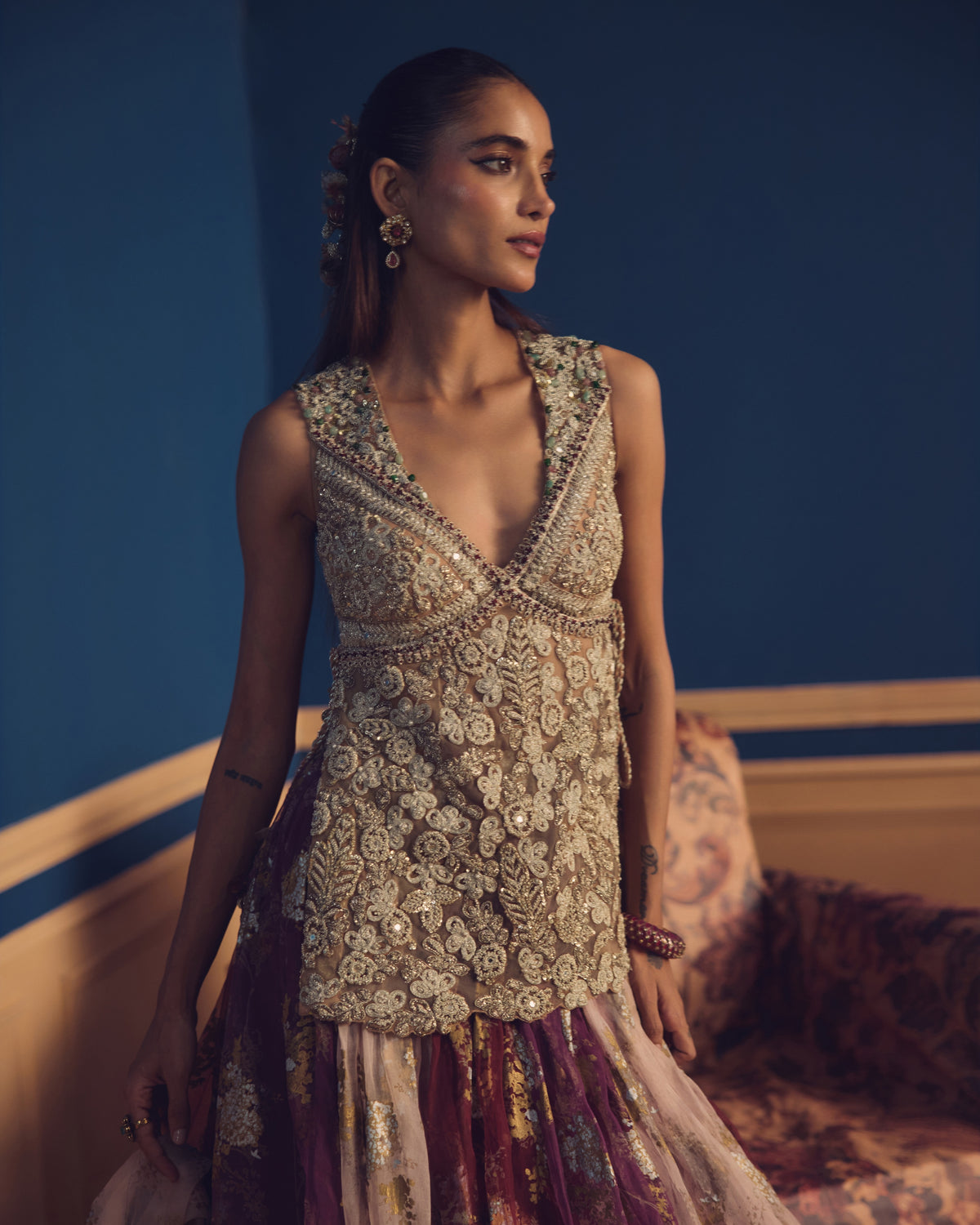 Meher Burgundy Lehenga Set