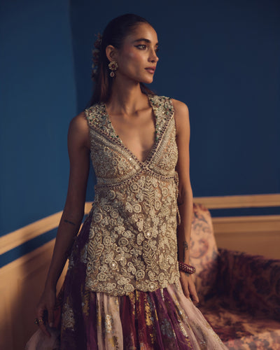 Meher Burgundy Lehenga Set