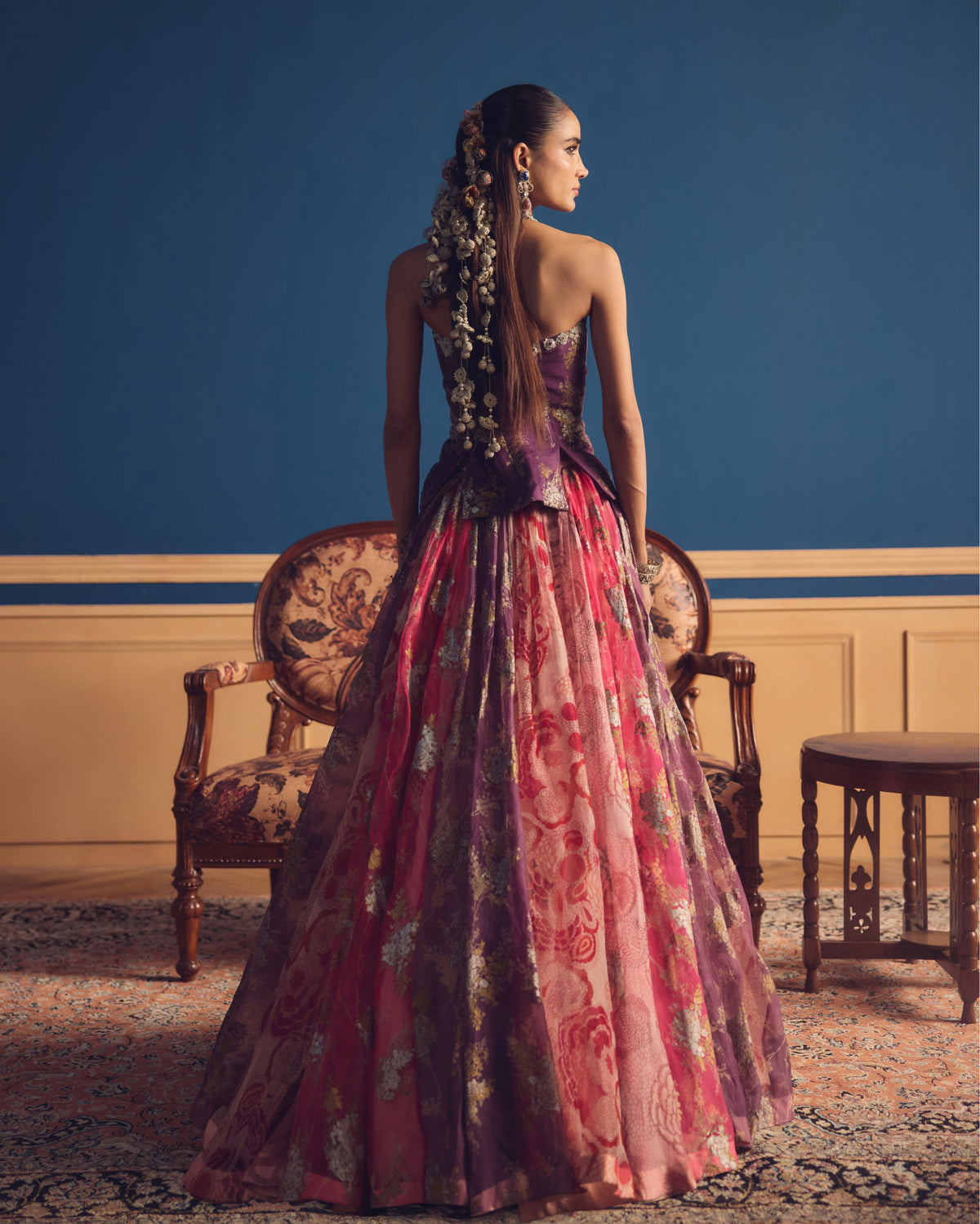 Rabia Plum Corset Lehenga Set
