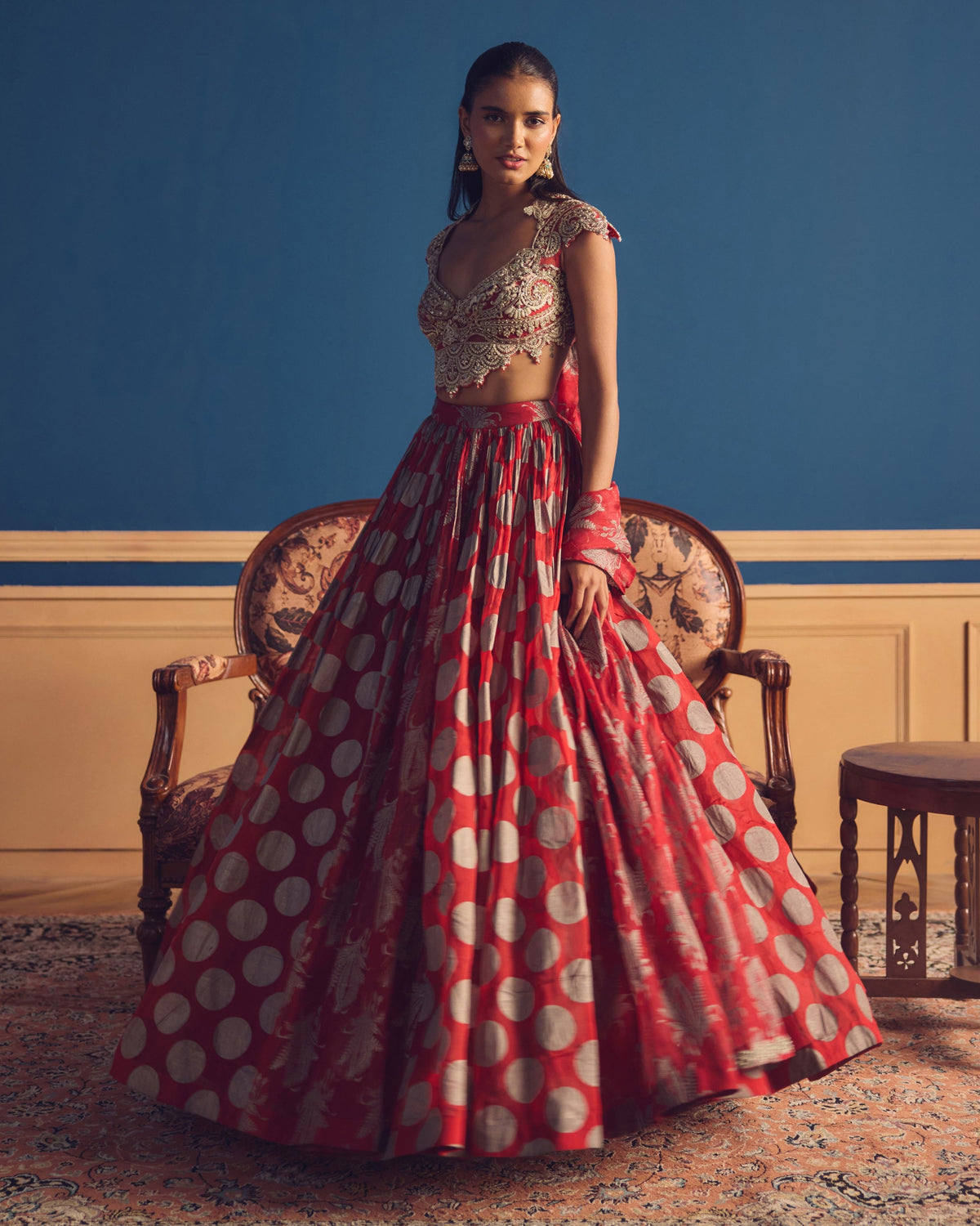 Eira Red Printed Lehenga Set
