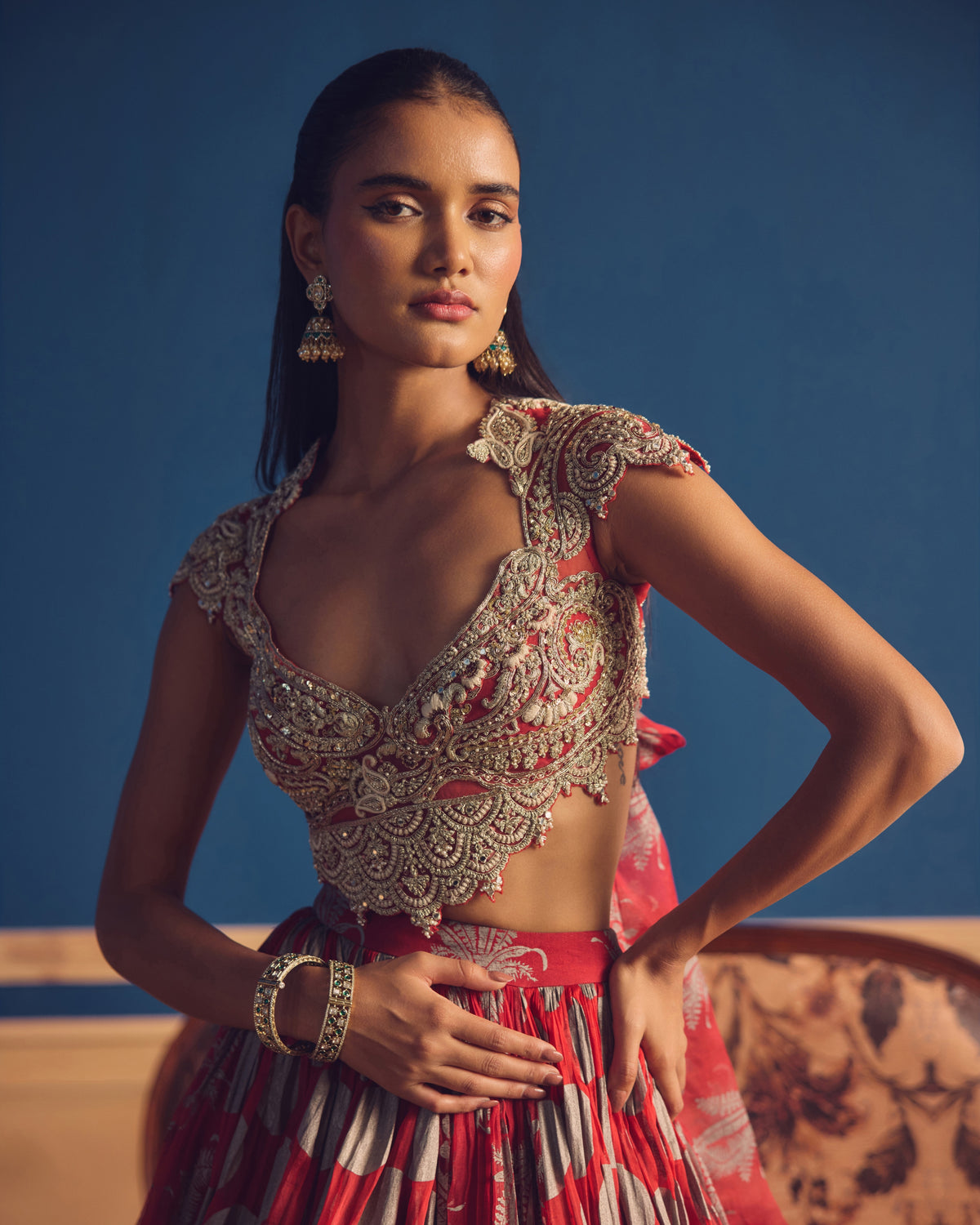 Eira Red Printed Lehenga Set