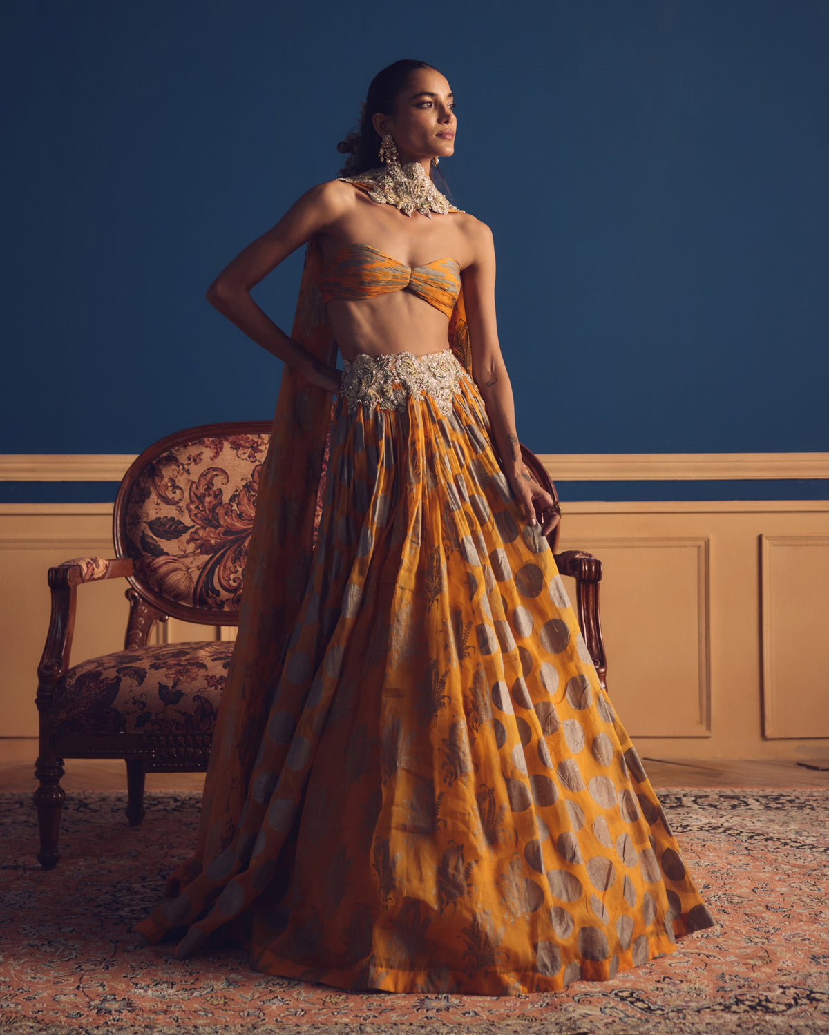 Naaz Mustard Printed Lehenga Set
