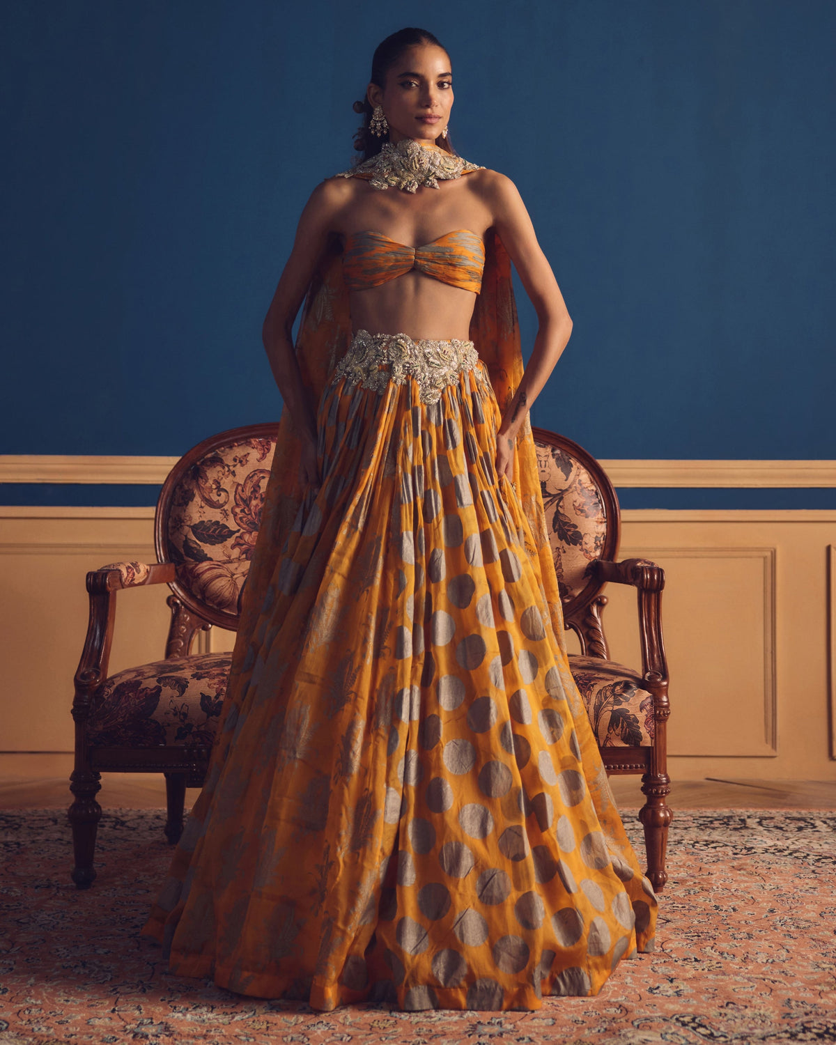Naaz Mustard Printed Lehenga Set