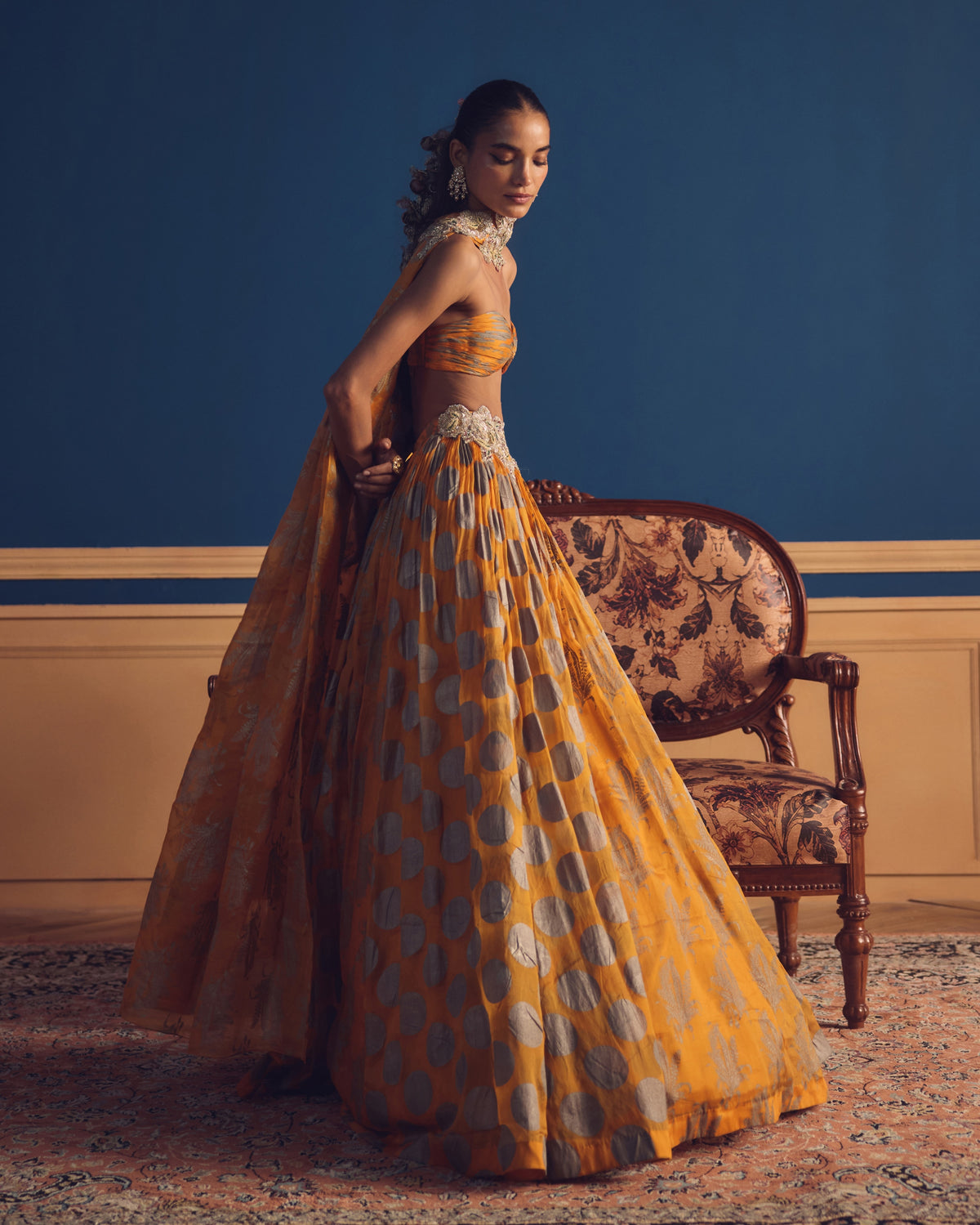 Naaz Mustard Printed Lehenga Set