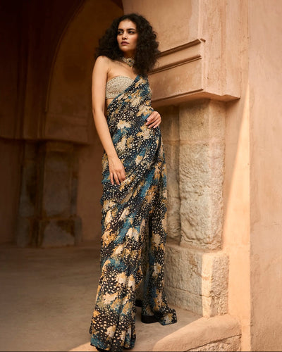 Arya Black Midnight Bloom Sari Set
