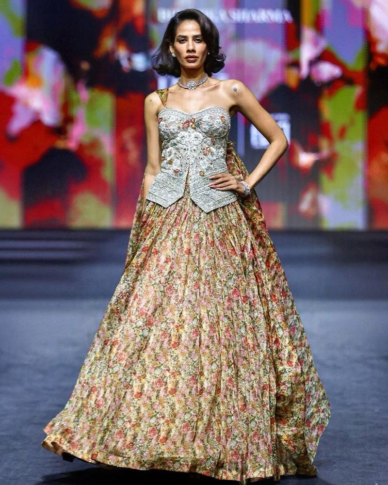 Kiko Multicolour Floral Lehenga Set