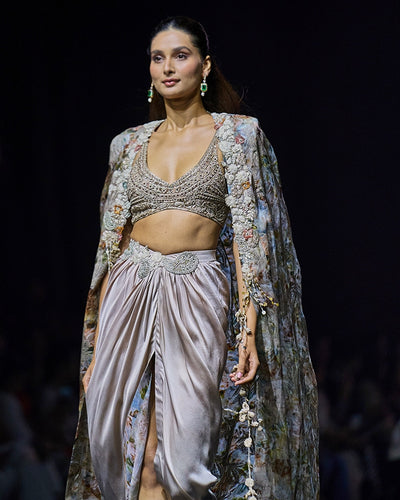 Evelyn Nude Cape & Skirt Set