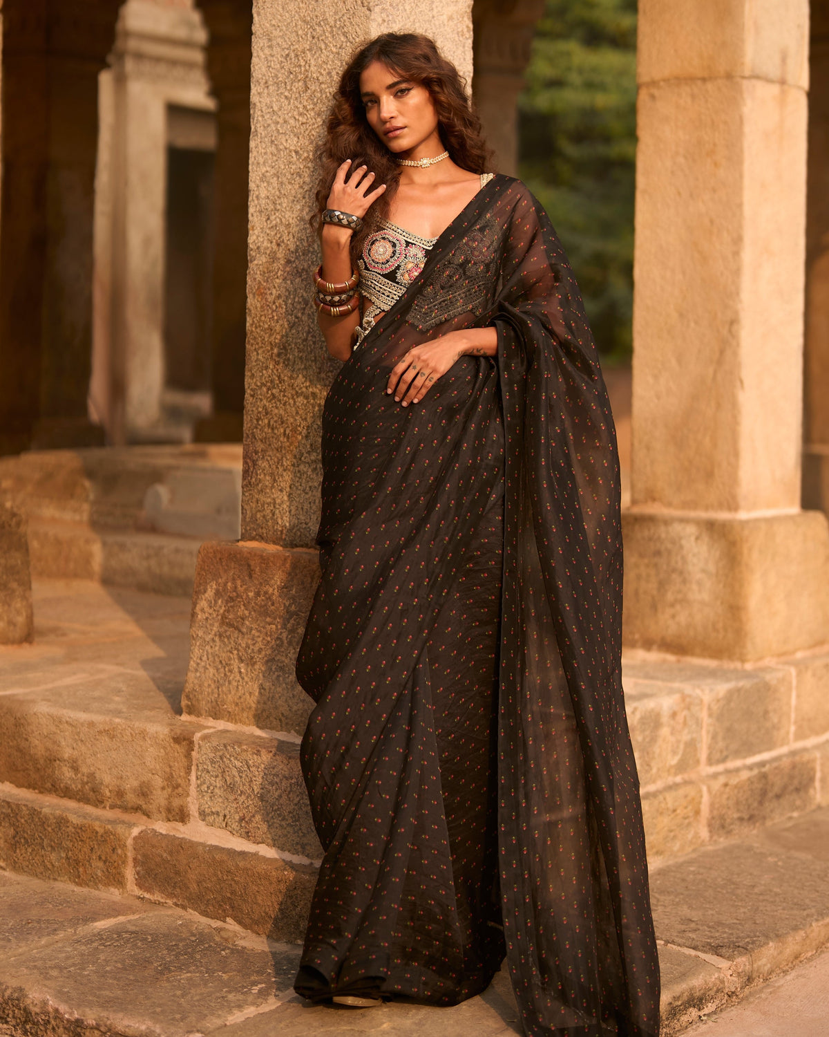 Black Rose Sari Set