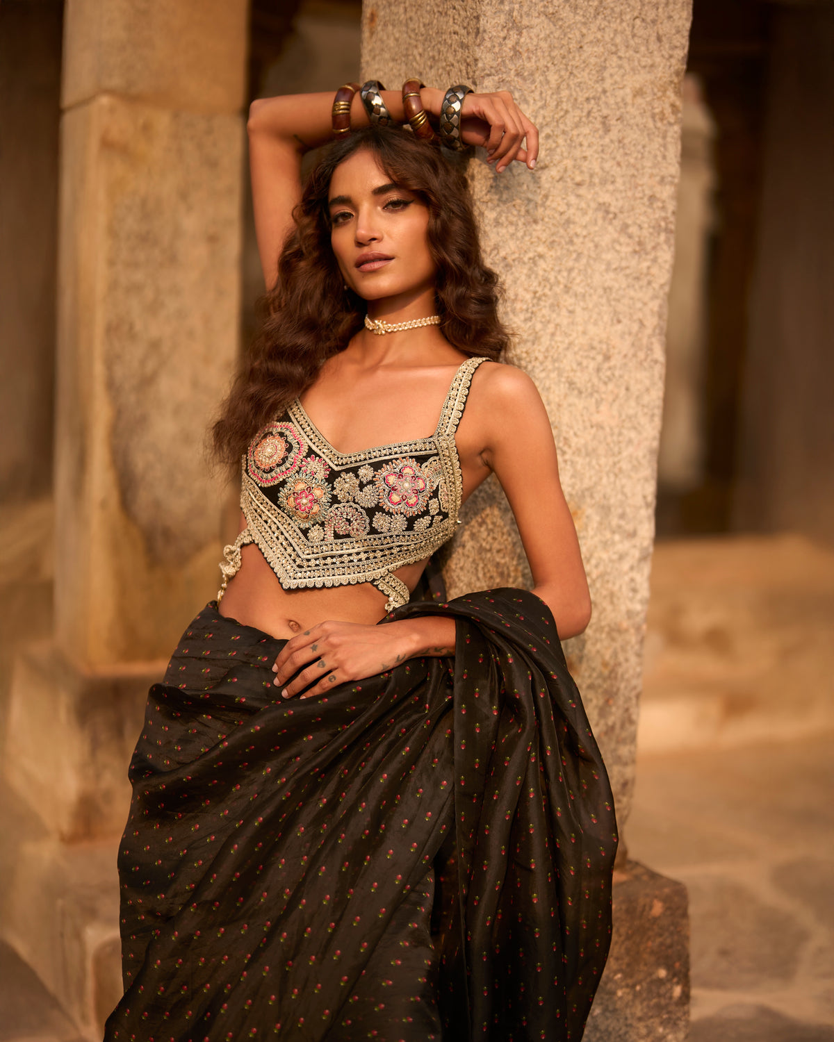 Black Rose Sari Set