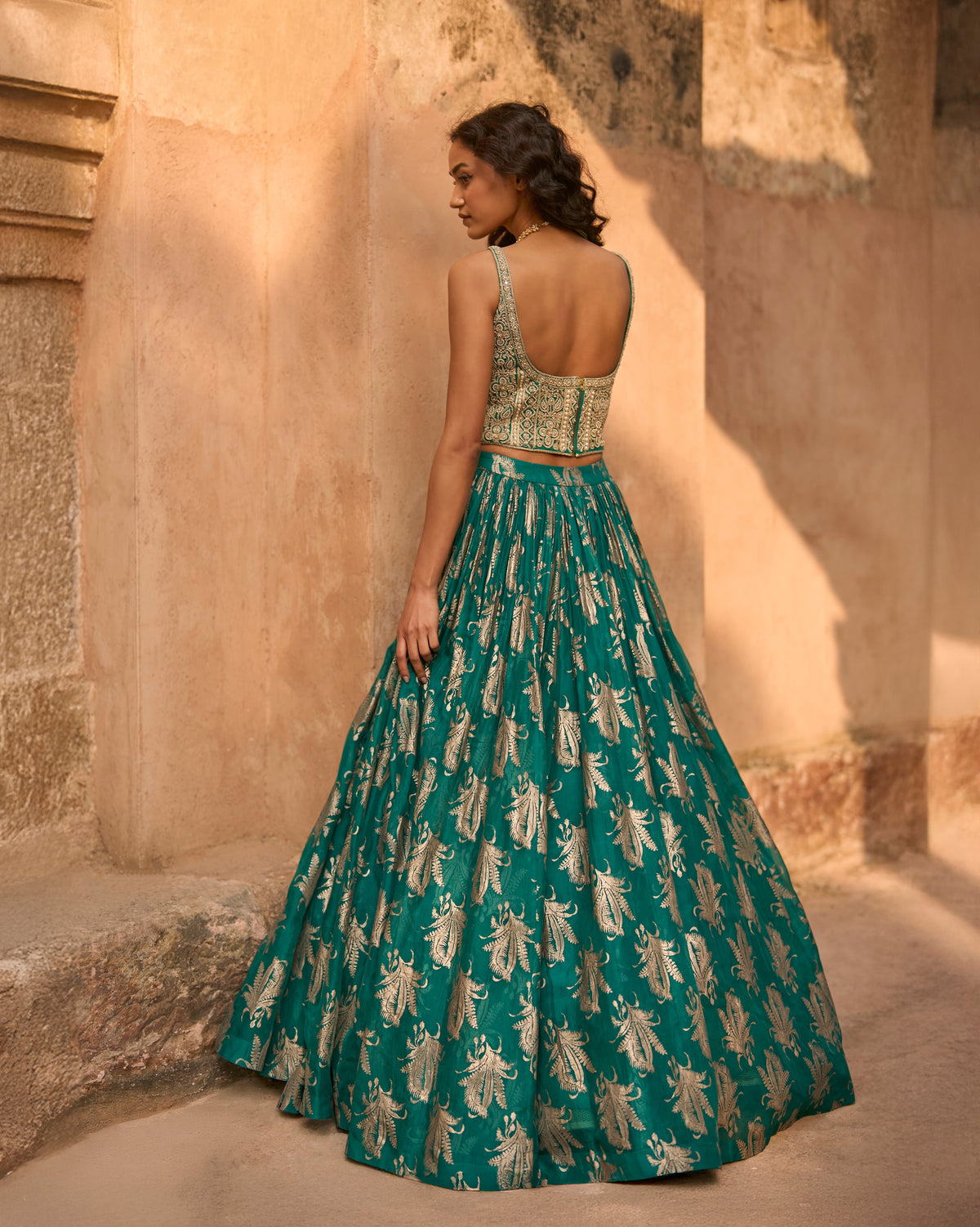 Raya Teal Royal Bloom Lehenga Set