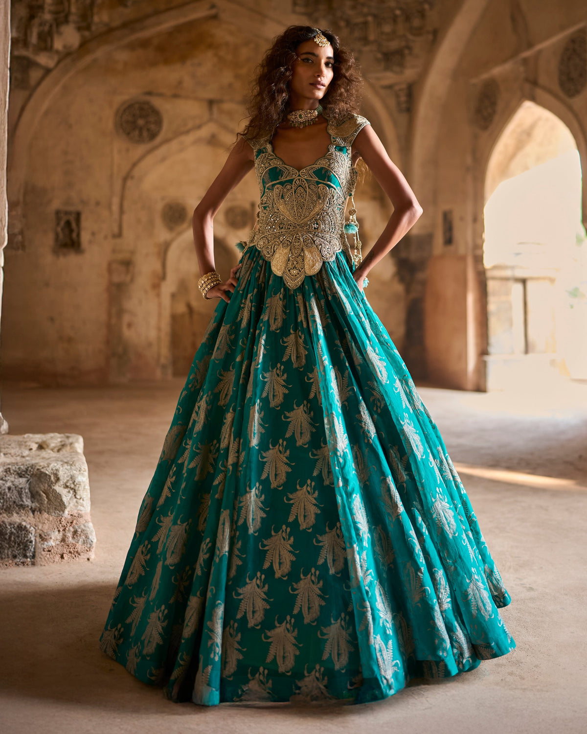 Lyla Teal Royal Bloom Anarkali