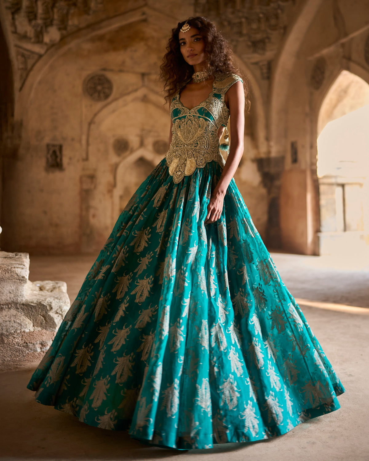Lyla Teal Royal Bloom Anarkali