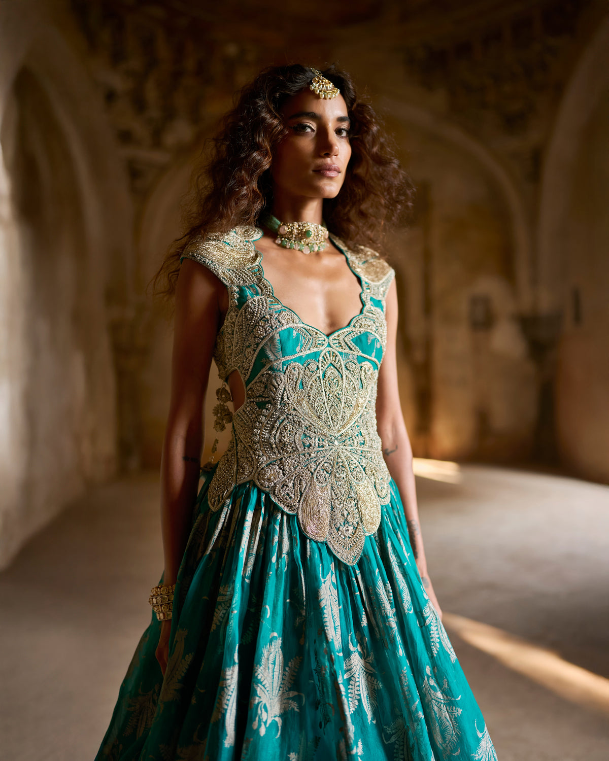 Lyla Teal Royal Bloom Anarkali