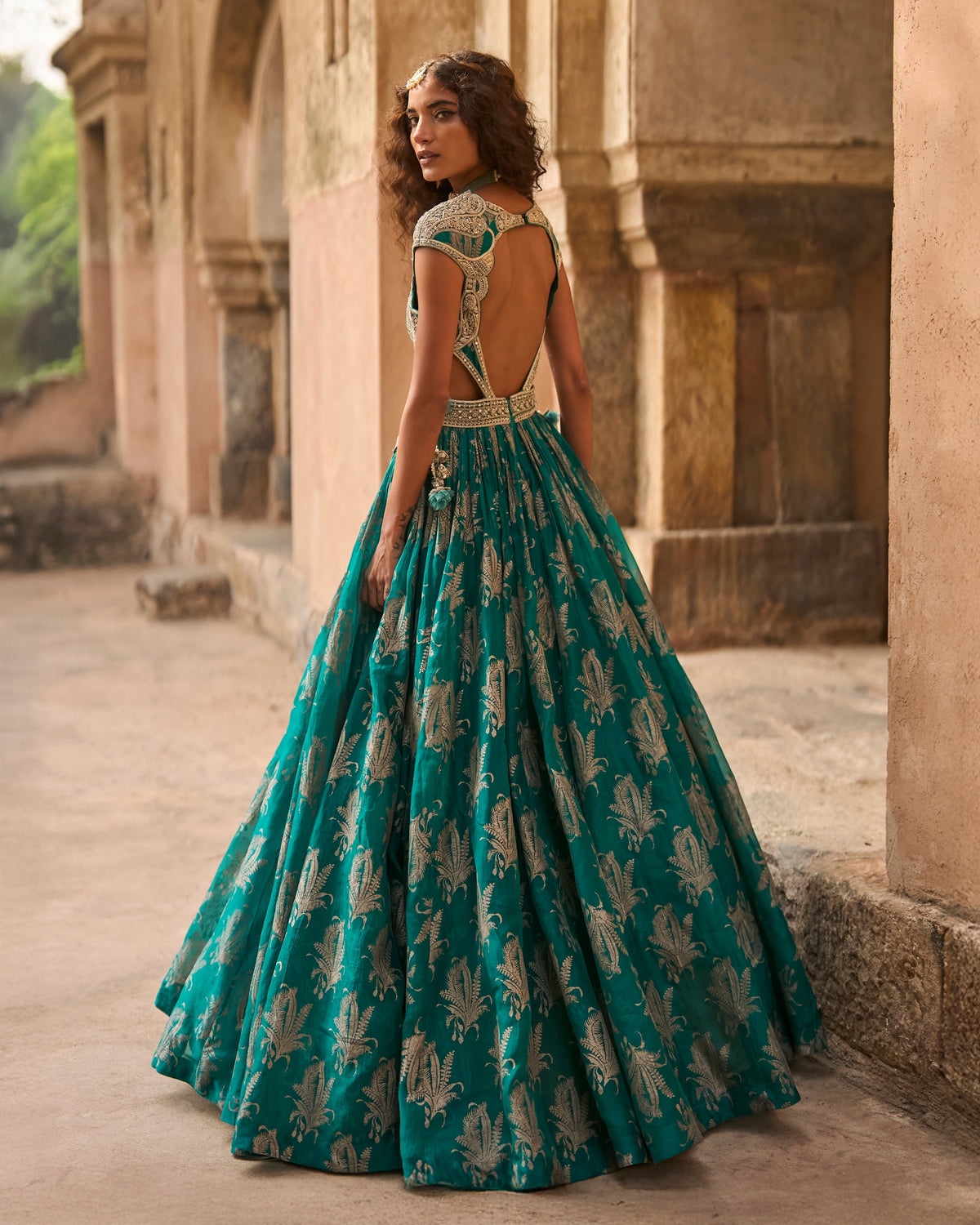 Lyla Teal Royal Bloom Anarkali