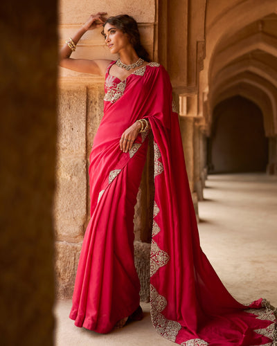 Mila Red Royal Bloom Sari Set