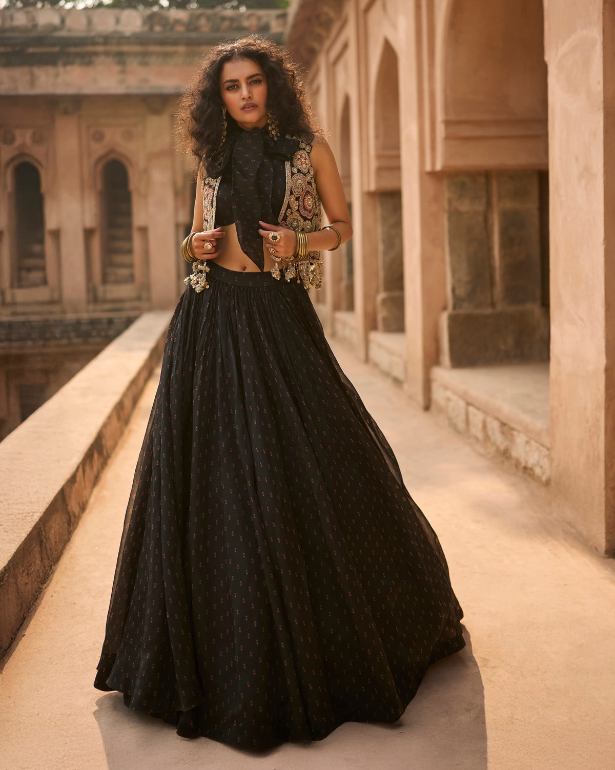 Esme Black Rose Jacket & Skirt Set