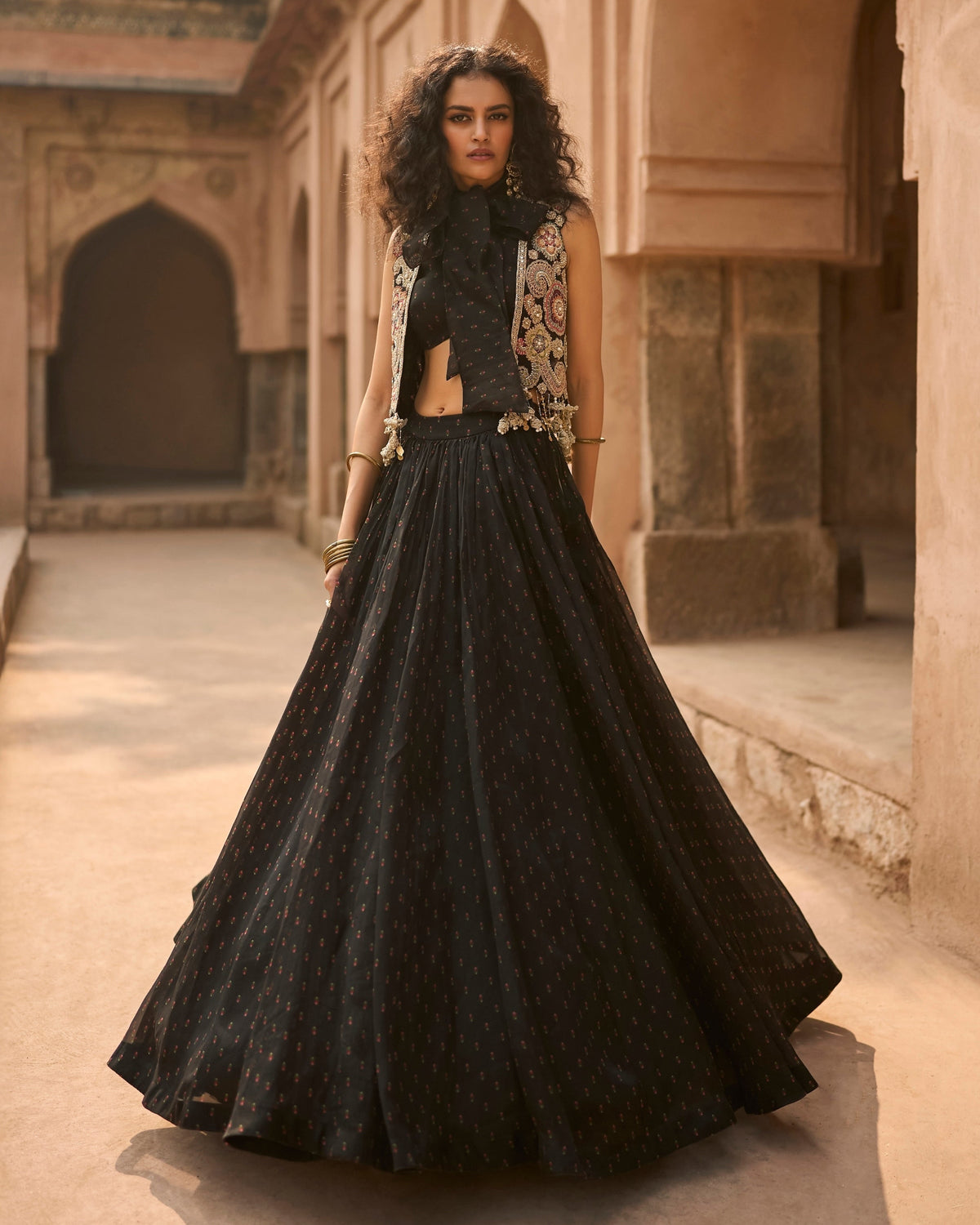Esme Black Rose Jacket & Skirt Set