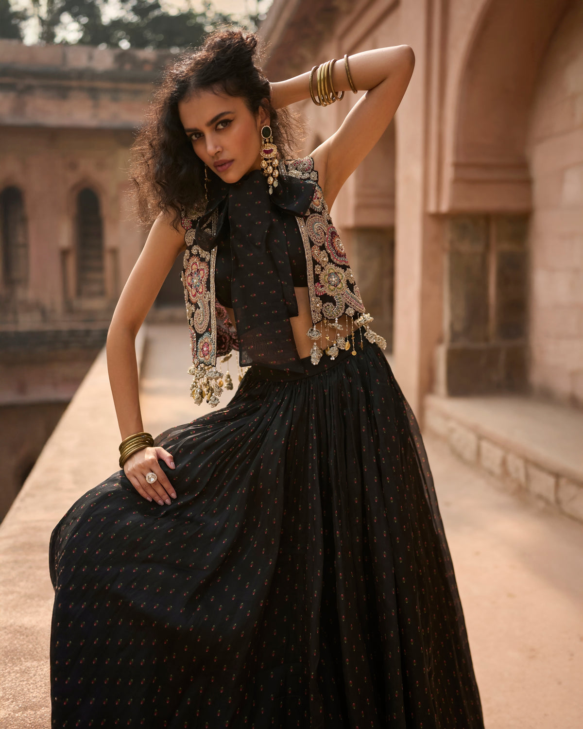 Esme Black Rose Jacket & Skirt Set