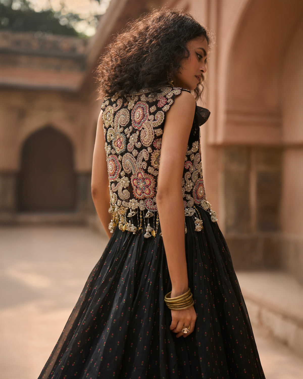 Esme Black Rose Jacket & Skirt Set