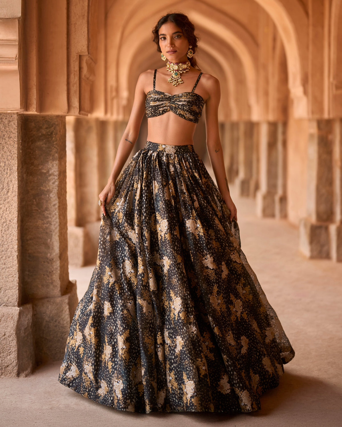 Milie Black Midnight Bloom Lehenga Set