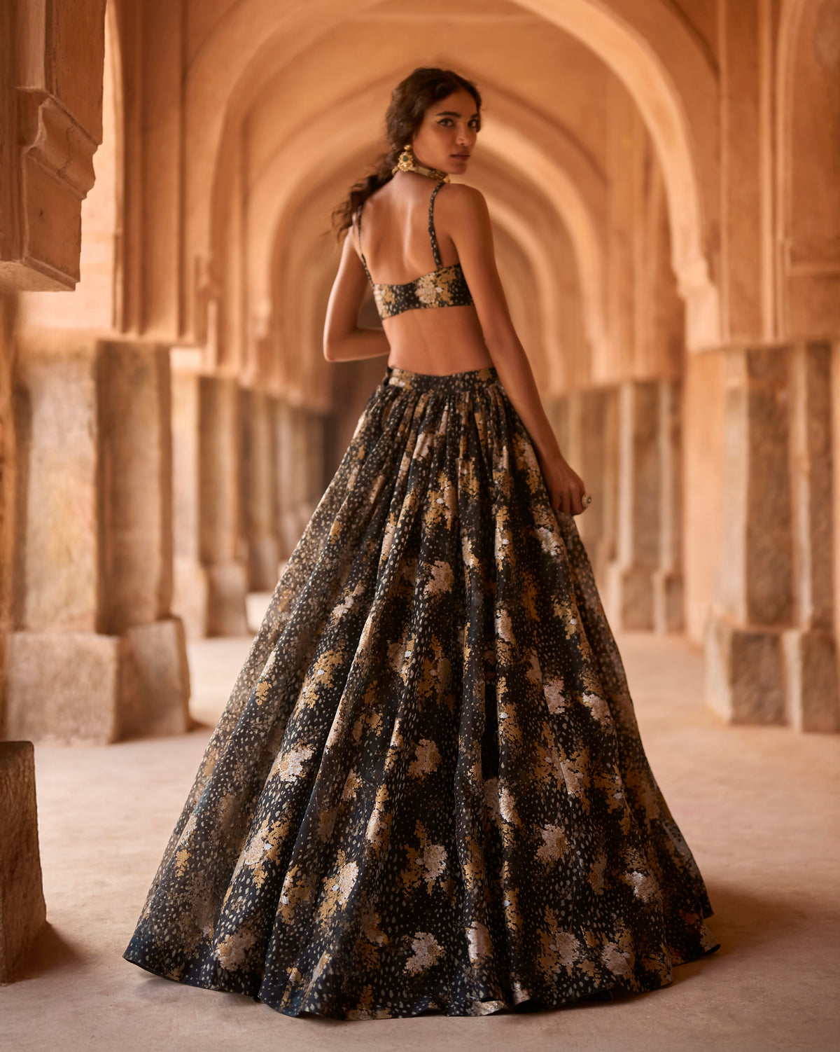 Milie Black Midnight Bloom Lehenga Set