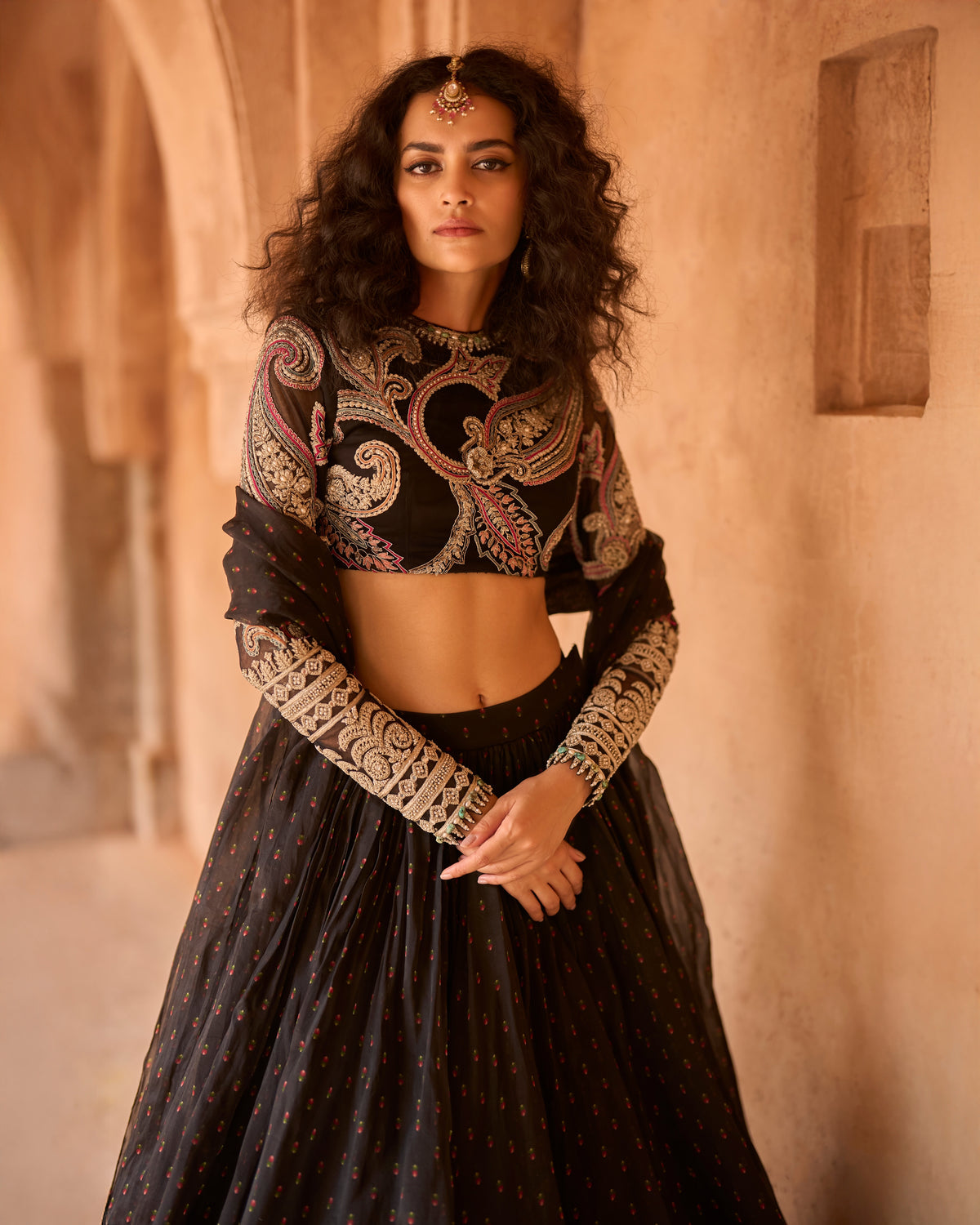 Jasmine Black Rose Lehenga Set