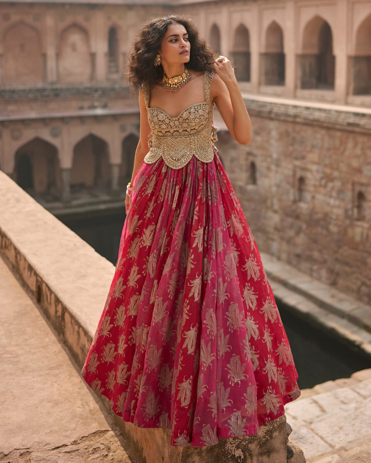 Zara Fuchsia & Red Anarkali