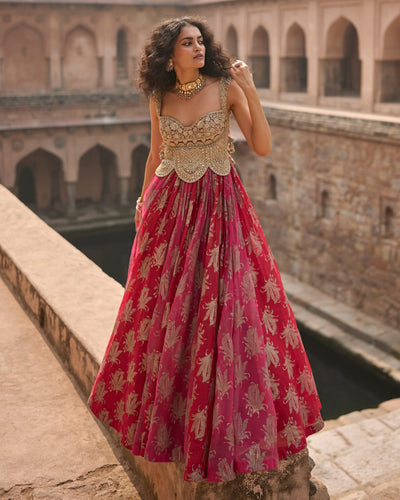 Zara Fuchsia & Red Anarkali