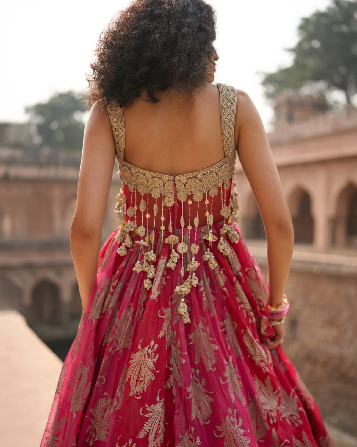Zara Fuchsia & Red Anarkali