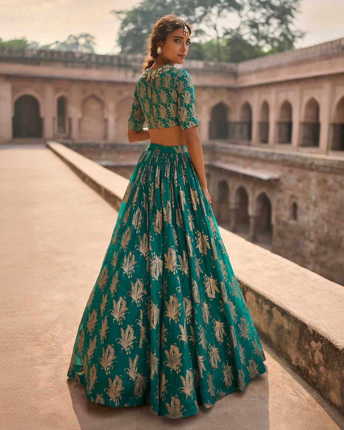Freya Teal Royal Bloom Lehenga Set