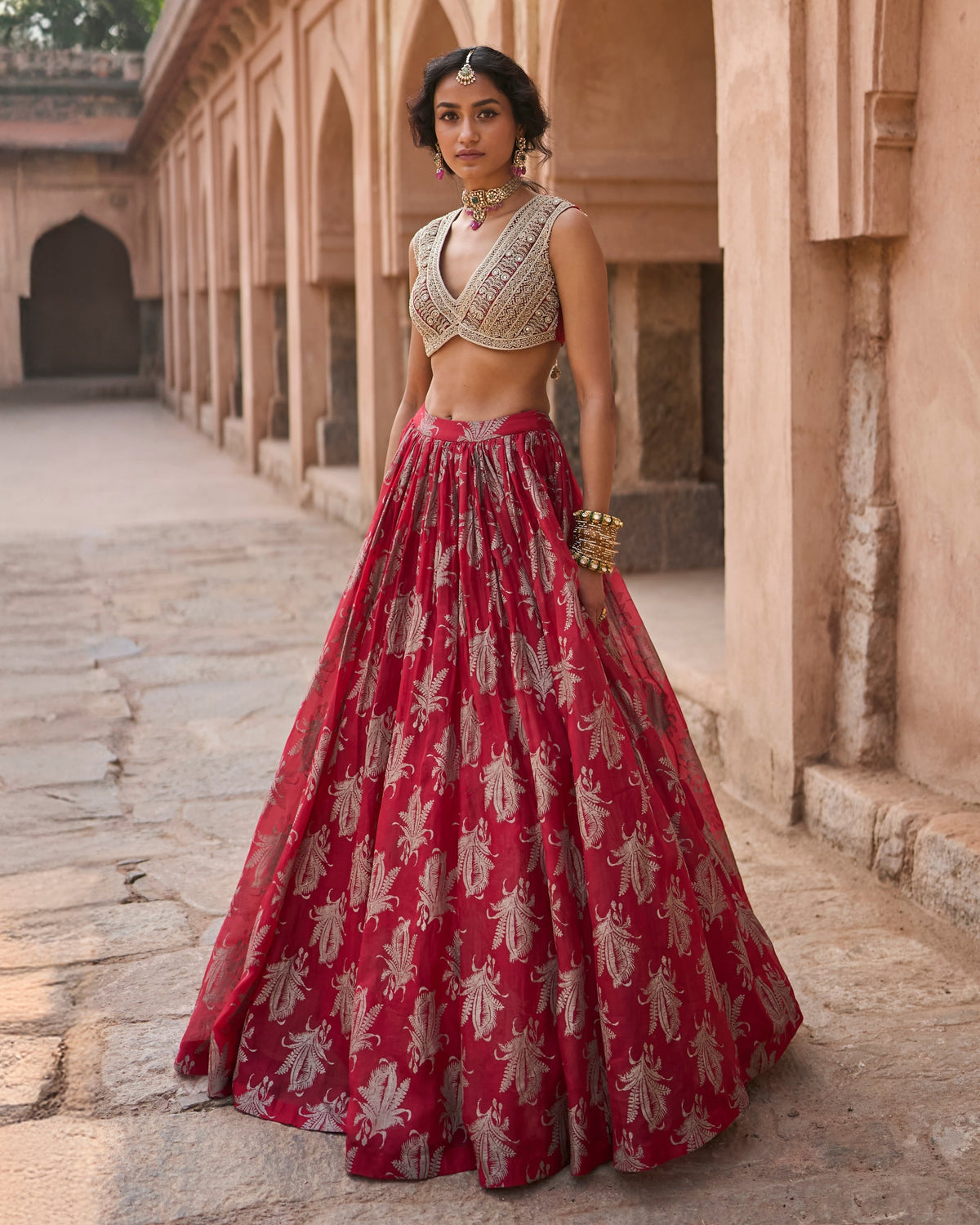 Isla Red Royal Bloom Lehenga Set