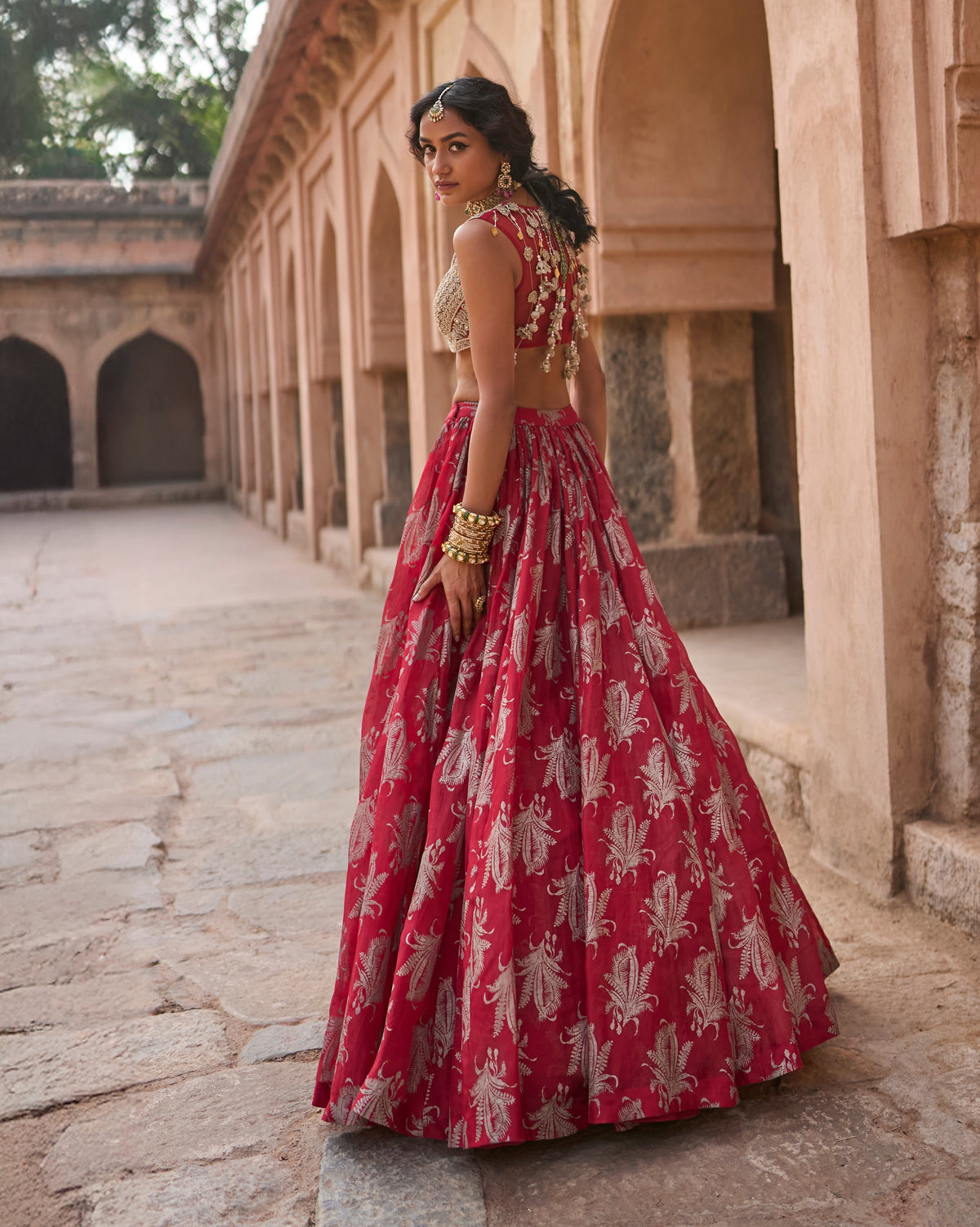 Isla Red Royal Bloom Lehenga Set