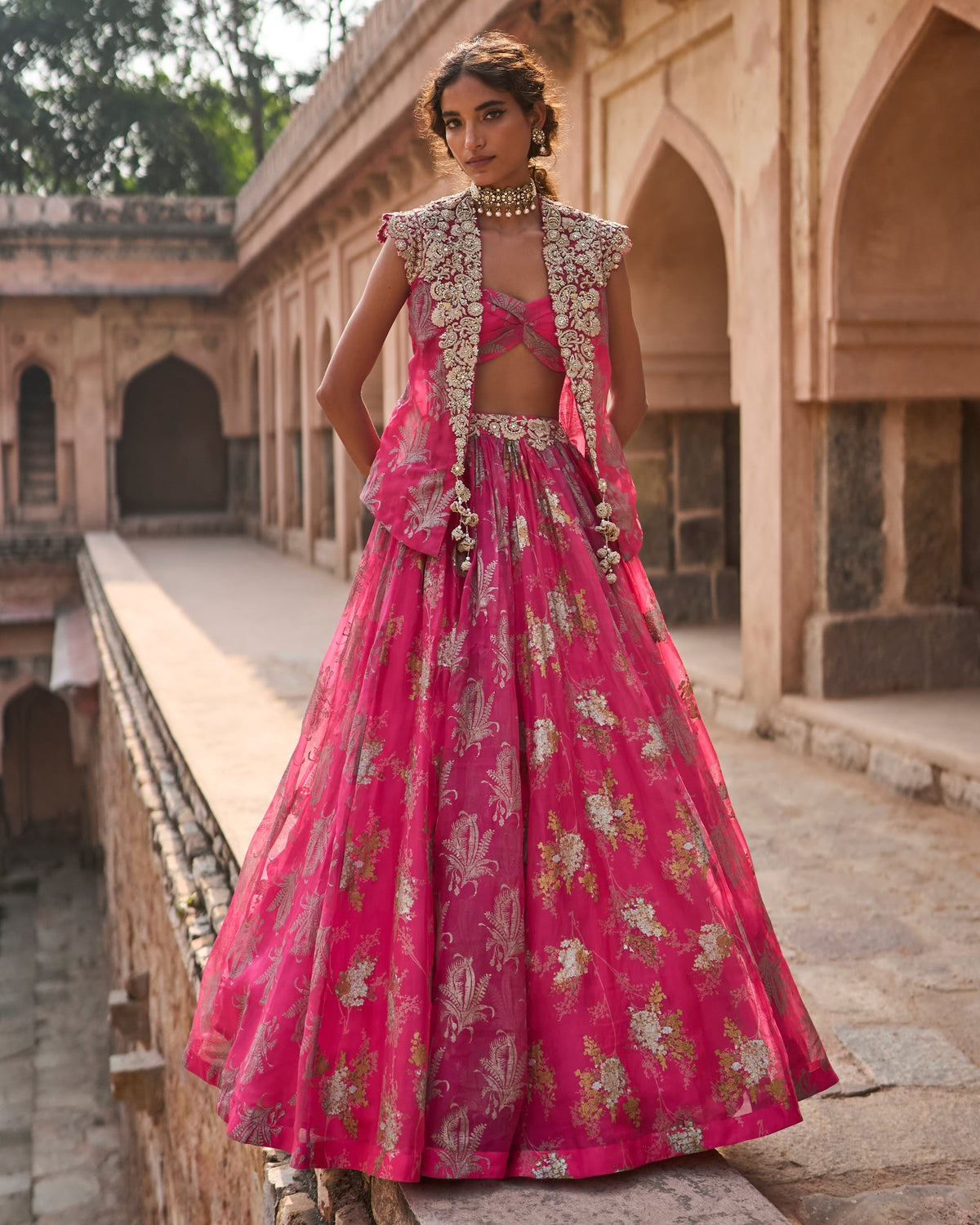 Nur Fuchsia Jacket & Skirt Set