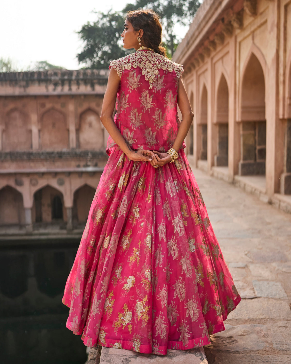 Nur Fuchsia Jacket & Skirt Set