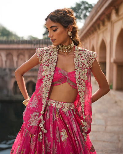 Nur Fuchsia Jacket & Skirt Set