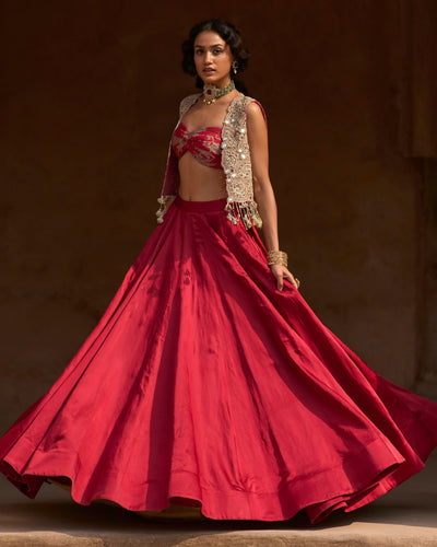 Lora Red Jacket & Skirt Set