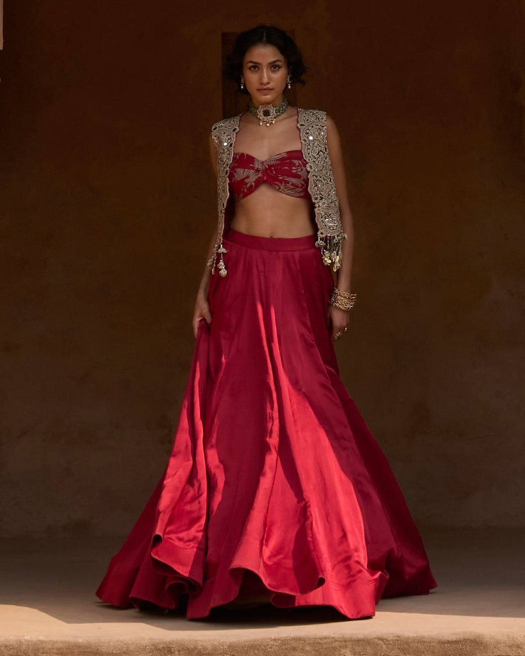 Lora Red Jacket & Skirt Set