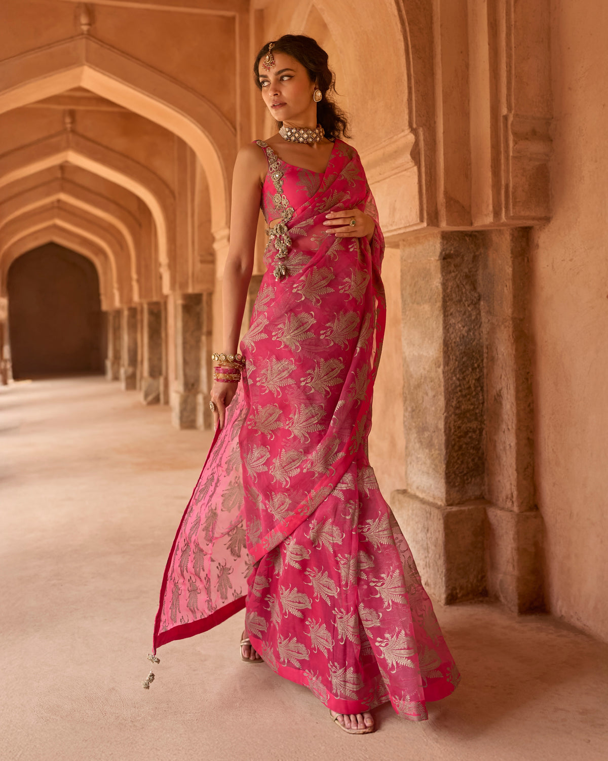 Myla Fuchsia Royal Bloom Sari Set