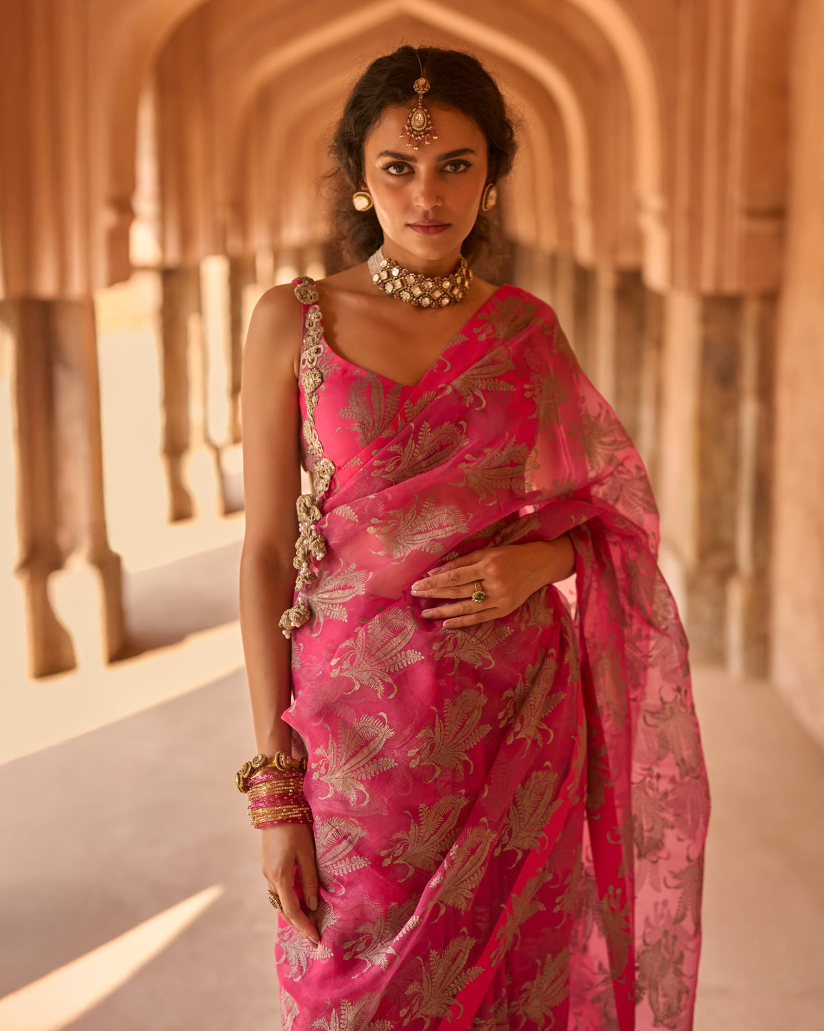 Myla Fuchsia Royal Bloom Sari Set