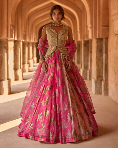 Liyana Fuchsia Jacket & Skirt Set