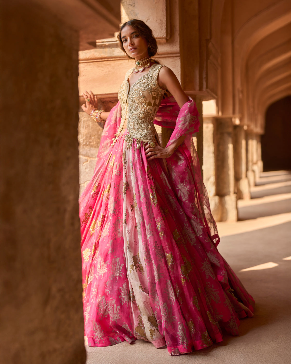 Liyana Fuchsia Jacket & Skirt Set