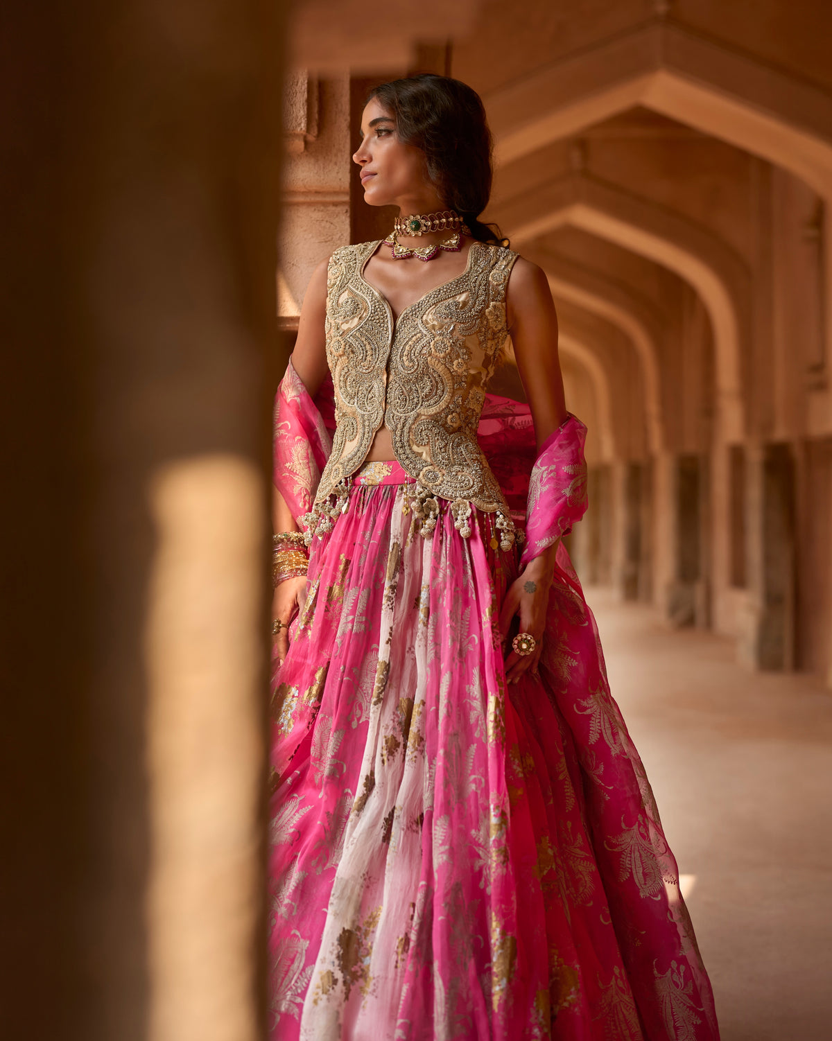 Liyana Fuchsia Jacket & Skirt Set