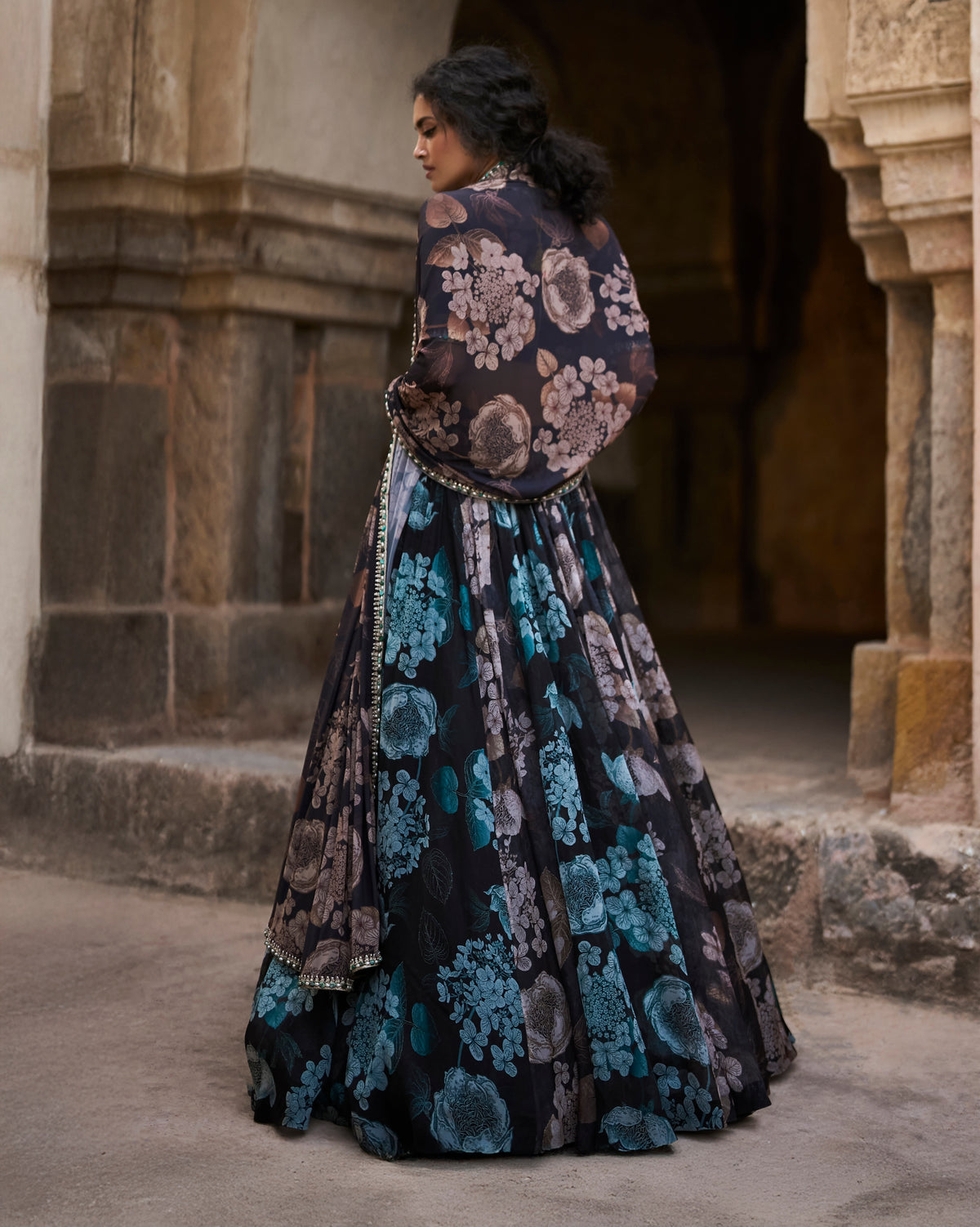 Lily Black Multihued Lehenga Set