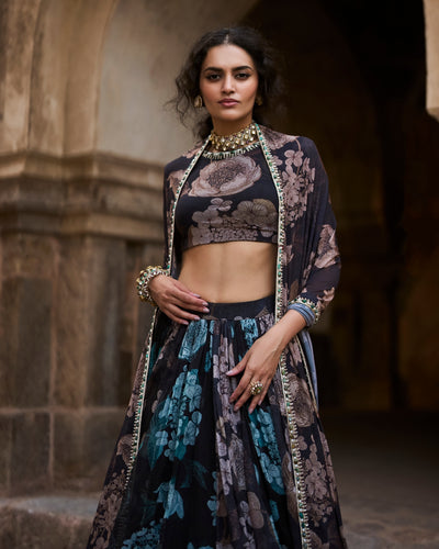 Lily Black Multihued Lehenga Set