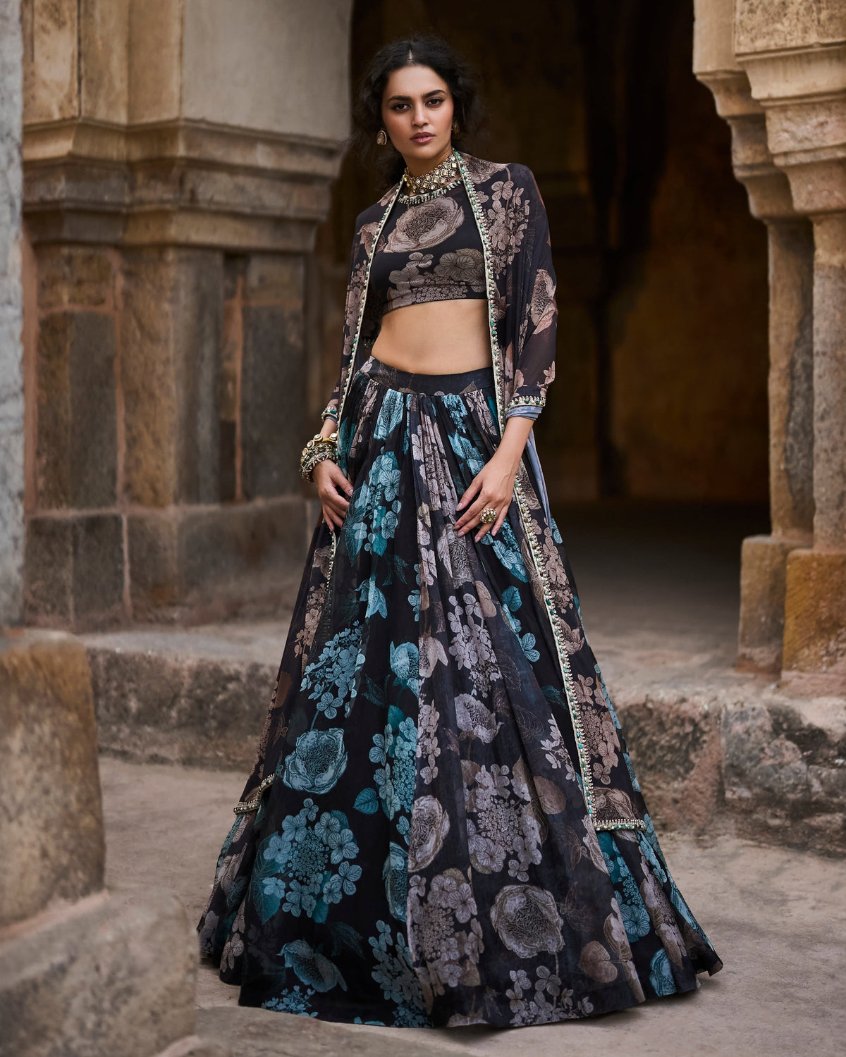 Lily Black Multihued Lehenga Set