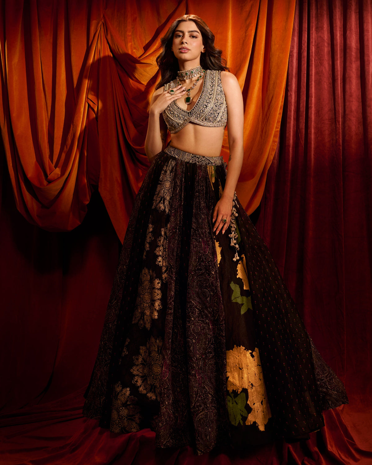 Black Multihues Lehenga Set