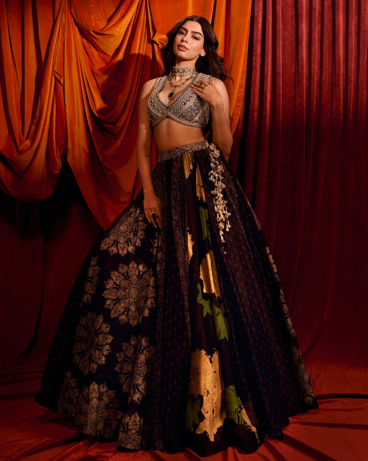 Black Multihues Lehenga Set