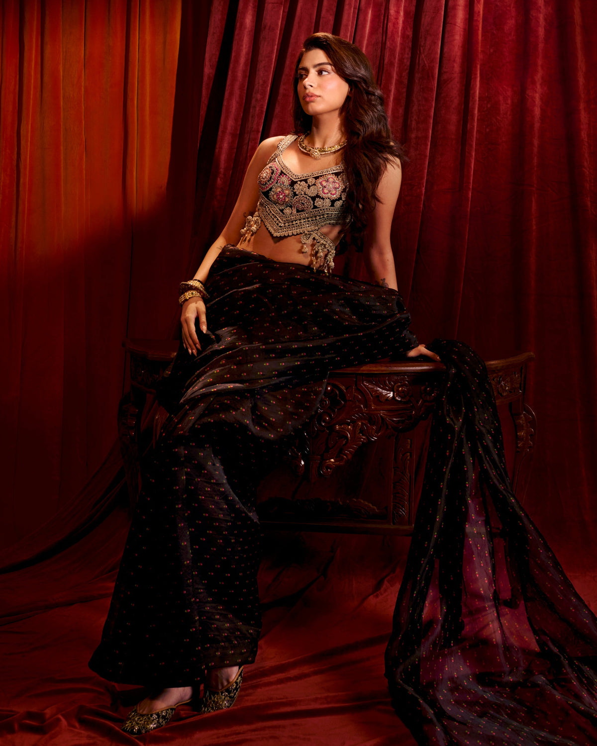 Black Rose Sari Set